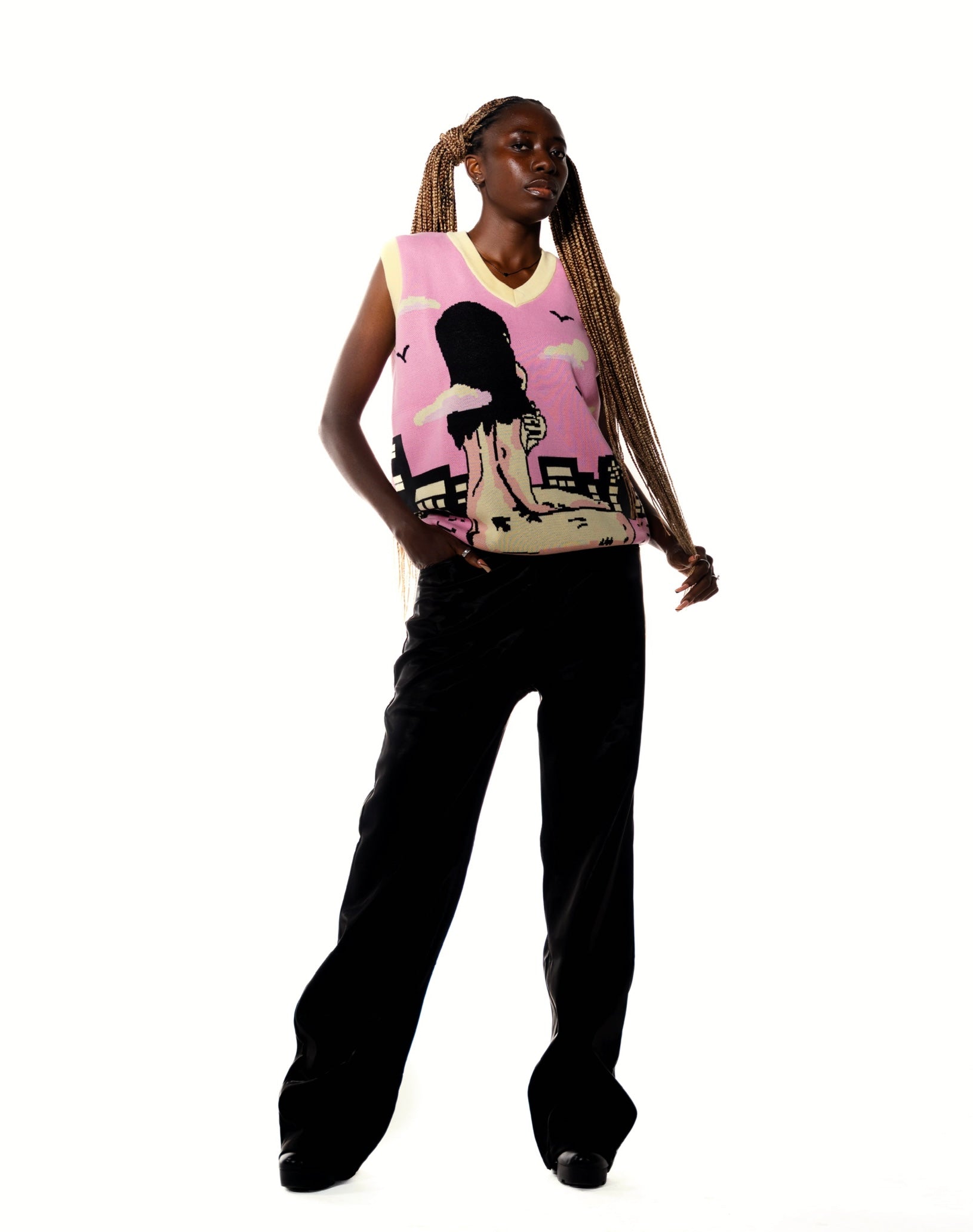 NUDE KNIT VEST(pink)