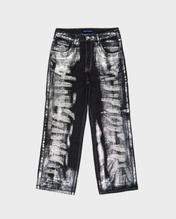 FOIL STAIN RIPPED JEANS