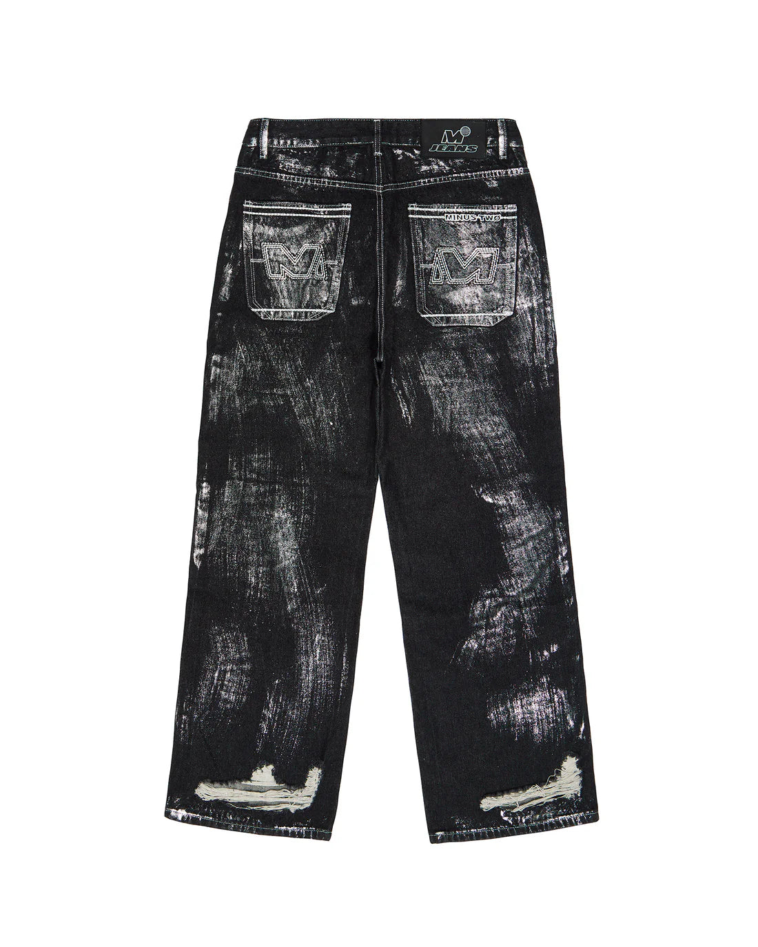 FOIL STAIN RIPPED JEANS