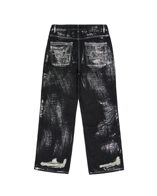 FOIL STAIN RIPPED JEANS
